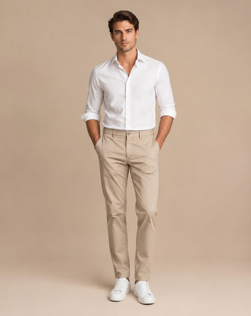 Calça Chino Bege Slim
